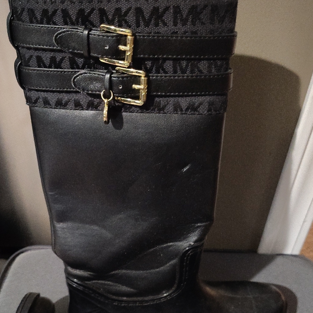 Michael Kors Black Winter Boots with Gold Buckles